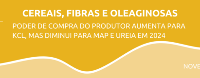 Poder de compra do produtor aumenta para KCL, mas diminui para MAP E UREIA em 2024