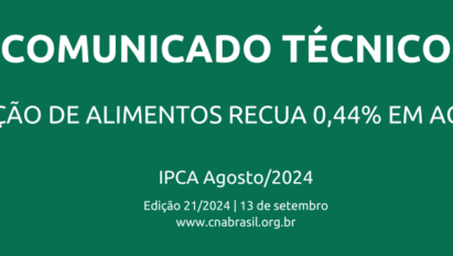 INFLAÇÃO DE ALIMENTOS RECUA 0,44% EM AGOSTO