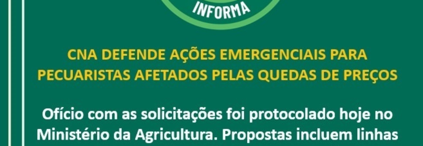 CNA defende ações emergenciais para pecuaristas afetados pelas quedas de preços
