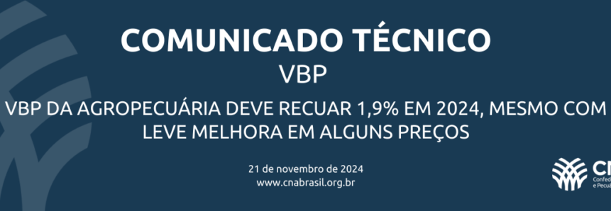 VBP da agropecuária deve recuar 1,9% em 2024, mesmo com leve melhora em alguns preços