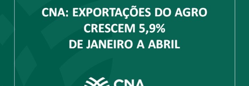 CNA: Exportações do agro crescem 5,9% de janeiro a abril