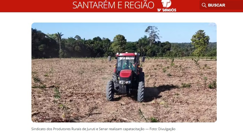 Treinamento do Senar Pará em Juruti ganha repercussão na mídia