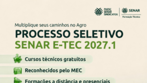 Inscrições abertas para os cursos técnicos gratuitos do Sistema Faesc/Senar/Sindicatos Rurais