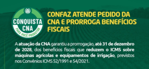 Confaz atende pedido da CNA e reduz ICMS sobre máquinas agrícolas e equipamentos de irrigação