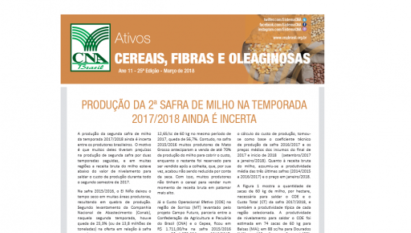 ATIVOS CEREAIS, FIBRAS E OLEAGINOSAS: PRODUÇÃO DA 2ª SAFRA DE MILHO NA TEMPORADA 2017/2018 AINDA É INCERTA