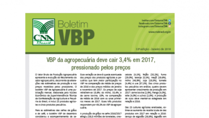 BOLETIM: VBP DA AGROPECUÁRIA DEVE CAIR 3,4% EM 2017, PRESSIONADO PELOS PREÇOS
