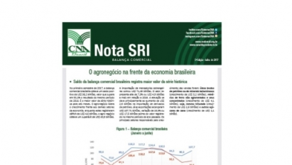 NOTA SRI: O AGRONEGÓCIO NA FRENTE DA ECONOMIA BRASILEIRA / JULHO 2017