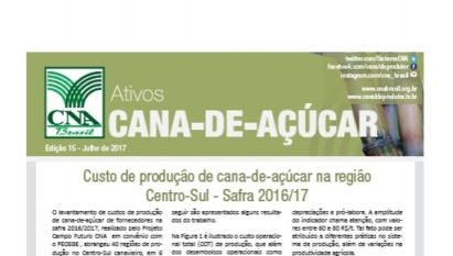 ATIVOS CANA-DE-AÇÚCAR: CUSTO DE PRODUÇÃO DE CANA-DE-AÇÚCAR NA REGIÃO CENTRO-SUL - SAFRA 2016/17 / JULHO 2017