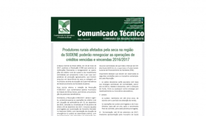 COMUNICADO TÉCNICO: COMISSÃO DA REGIÃO NORDESTE - EDIÇÃO 3 / MARIO 2017