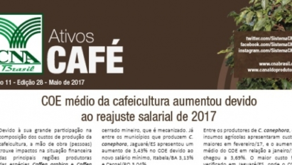 ATIVOS CAFÉ: COE MÉDIO DA CAFEICULTURA AUMENTOU DEVIDO AO REAJUSTE SALARIAL DE 2017 / MAIO 2017