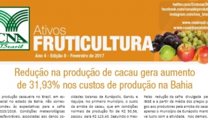 ATIVOS FRUTICULTURA: REDUÇÃO NA PRODUÇÃO DE CACAU GERA AUMENTO DE 31,93% NOS CUSTOS DE PRODUÇÃO NA BAHIA / FEVEREIRO 2017