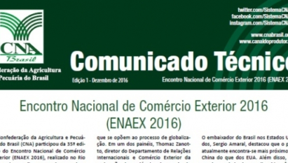 COMUNICADO TÉCNICO: ENCONTRO NACIONAL DE COMÉRCIO EXTERIOR 2016 (ENAEX 2016) / DEZEMBRO 2016