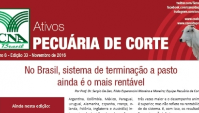 ATIVOS PECUÁRIA DE CORTE: NO BRASIL, SISTEMA DE TERMINAÇÃO A PASTO AINDA É O MAIS RENTÁVEL / NOVEMBRO 2016