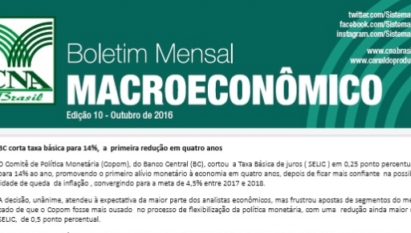 BOLETIM MENSAL MACROECONÔMICO: BC CORTA TAXA BÁSICA PARA 14%, A PRIMEIRA REDUÇÃO EM QUATRO ANOS / OUTUBRO 2016