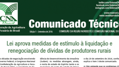 COMUNICADO TÉCNICO: COMISSÃO DA REGIÃO NORDESTE E COMISSÃO NACIONAL DO CAFÉ / SETEMBRO 2016