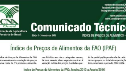 COMUNICADO TÉCNICO: ÍNDICE DE PREÇOS DE ALIMENTOS - FAO