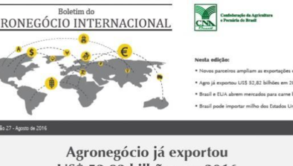 BOLETIM DO AGRONEGÓCIO INTERNACIONAL / AGOSTO 2016