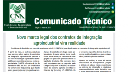 COMUNICADO TÉCNICO - NOVO MARCO LEGAL DOS CONTRATOS DE INTEGRAÇÃO AGROINDUSTRIAL VIRA REALIDADE