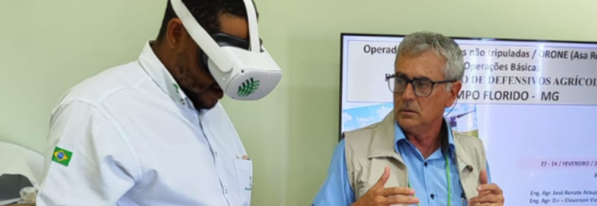 Óculos de realidade virtual em cursos do agro